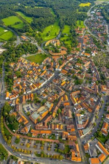 Aerial view, Burgsteinfurt Castle, also known as Steinfurt Castle, in the Burgsteinfurt district of