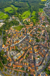 Aerial view, Burgsteinfurt Castle, also known as Steinfurt Castle, in the Burgsteinfurt district of