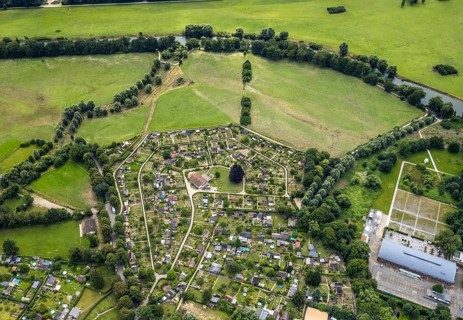Aerial view, allotment garden site in the south of Schwerte, a week ago there was still land under