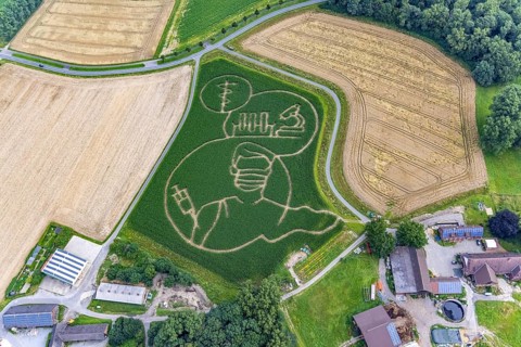 Benedikt Lünemann conjures up a maize labyrinth in his field every year. It is usually socially