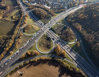 Aerial view, Westhofener Kreuz of the A1 motorway and A45 motorway in the Westhofen district of