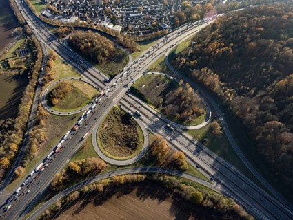 Aerial view, Westhofener Kreuz of the A1 motorway and A45 motorway in the Westhofen district of