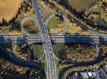 Aerial view, Westhofen interchange of the A1 motorway and A45 motorway in the Westhofen district of