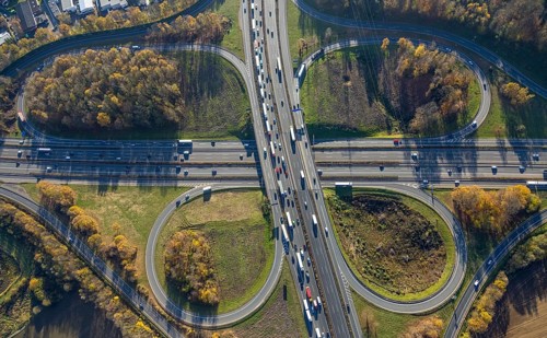 Aerial view, Westhofener Kreuz of the A1 motorway and A45 motorway in the Westhofen district of