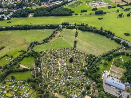 Aerial view, allotment garden site in the south of Schwerte, a week ago there was still land under