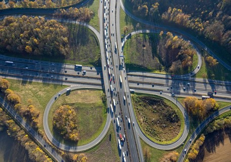 Aerial view, Westhofener Kreuz of the A1 motorway and A45 motorway in the Westhofen district of