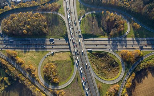 Aerial view, Westhofener Kreuz of the A1 motorway and A45 motorway in the Westhofen district of