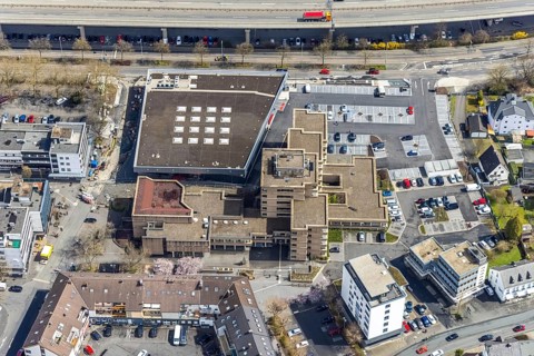 Aerial photo, Rathuas Geisweid, Lindenplatz, Geisweid-Ruhrst, Siegen, Siegerland, North