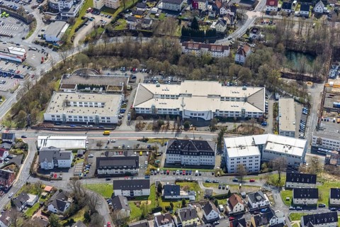 Aerial view, commercial area Birlenbacher Straße, FOM University Centre Siegen,