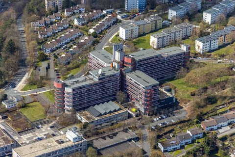 Aerial photograph, University of Siegen Campus Hölderlin, Weidenau-Haardter Berg, Siegen,