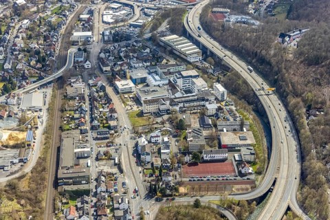Aerial view, Kreisklinikum Siegen, Fürst-Johann-Moritz-Gymnasium, Weidenau-West, Siegen,