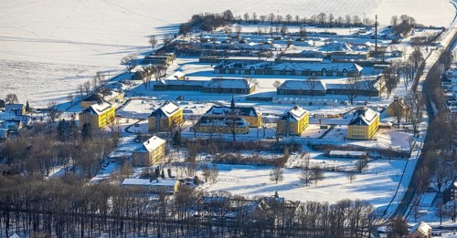 Aerial view, construction area former Kanaal van Wessem barracks, housing estate and refugee