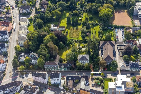 Aerial view, town hall Schwelm in the district Öhde in Schwelm, Ruhr area, North Rhine-Westphalia,