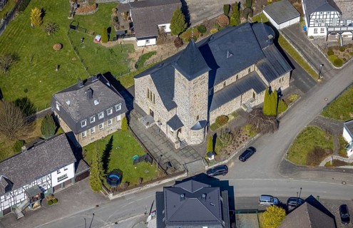 Aerial view, St. Mary's Catholic Church Antfeld, Antfeld, Olsberg, Sauerland, North
