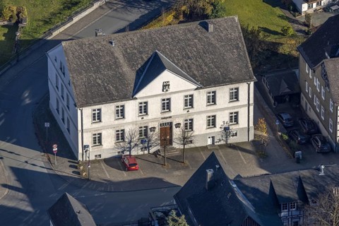 Aerial view, district court and court museum Bad Fredeburg in the district Fredeburg in