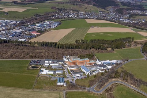 Aerial view, new laboratory building on the premises of the Fraunhofer Institute for Molecular