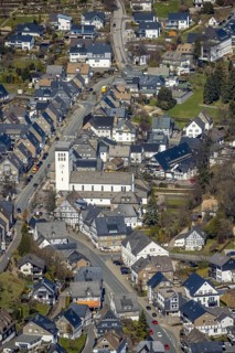 Aerial view, Catholic parish church of St George in Fredeburg, Schmallenberg, Sauerland, North