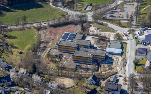 Aerial photo, Erich Kästner-Realschule, Fredeburg, Schmallenberg, Sauerland, North