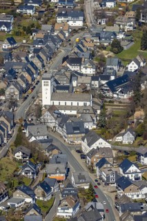 Aerial view, Catholic parish church of St George in Fredeburg, Schmallenberg, Sauerland, North