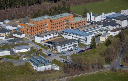 Aerial view, new laboratory building on the premises of the Fraunhofer Institute for Molecular