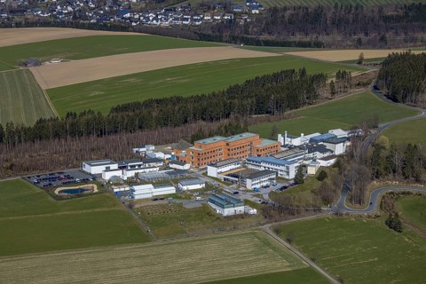 Aerial view, new laboratory building on the premises of the Fraunhofer Institute for Molecular
