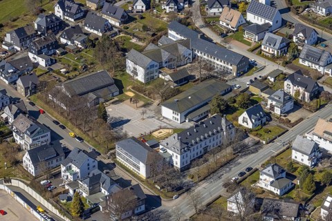 Aerial view, Valentin School and Catholic Primary School, Schmallenberg, Sauerland, North