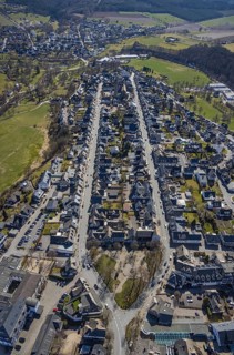 Aerial view, housing estate Weststraße and Oststraße Parallele, St.-Alexander-Kirche,