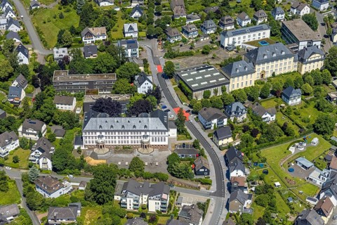 Aerial photo, Städtisches Gymnasium Olpe, Olpe-Stadt, Olpe, Sauerland, North Rhine-Westphalia,