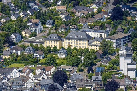 Aerial photo, Städtisches Gymnasium Olpe, Olpe-Stadt, Olpe, Sauerland, North Rhine-Westphalia,