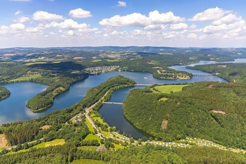 Aerial view, Biggesee, Camping and Recreation Centre Biggesee in the foreground, Camping Biggesee -