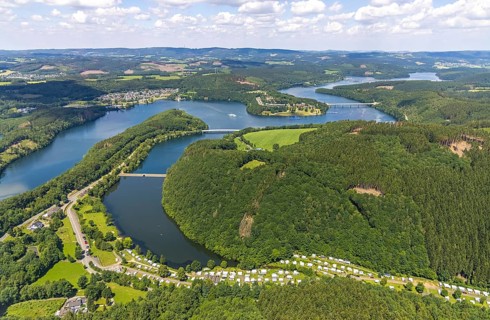 Aerial view, Biggesee, Camping and Recreation Centre Biggesee in the foreground, Camping Biggesee -
