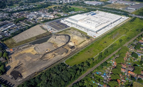 Aerial view, Edeka central warehouse Oberhausen, Logport 5, Logport V, Schwarze Heide, Oberhausen,