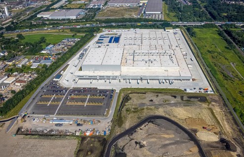 Aerial view, Edeka central warehouse Oberhausen, Logport 5, Logport V, Schwarze Heide, Oberhausen,