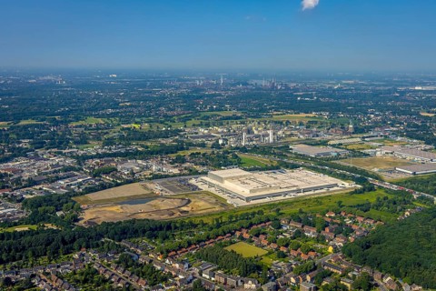 Aerial view, Edeka central warehouse Oberhausen, Logport 5, Logport V, Schwarze Heide, Oberhausen,