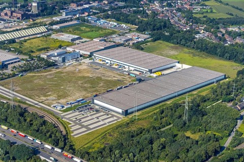 Aerial view, SEGRO Logistics Park Oberhausen and Lekkerland Logistics Centre Oberhausen in the