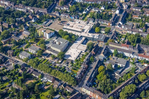 Aerial view, The Schladviertel with the furniture store XXXLutz Rück Oberhausen Straßburger Straße