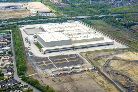 Aerial view, Edeka central warehouse logistics centre, Logport V, LLogport 5, Waldteich, Schwarze