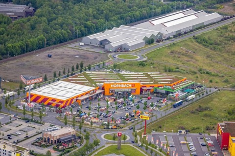 Aerial view, Centro Oberhausen, Hornbach Baumarkt, Borbeck, Oberhausen, Ruhr area, North