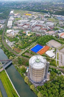 Aerial view, Gasometer venue, Centro Oberhausen, Borbeck, Oberhausen, Ruhr area, North