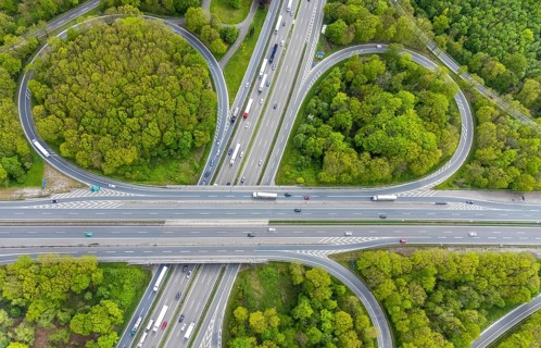 Aerial view, motorway junction Oberhausen, Sterkrader Wald, planned tangent, Alsfeld, Oberhausen,
