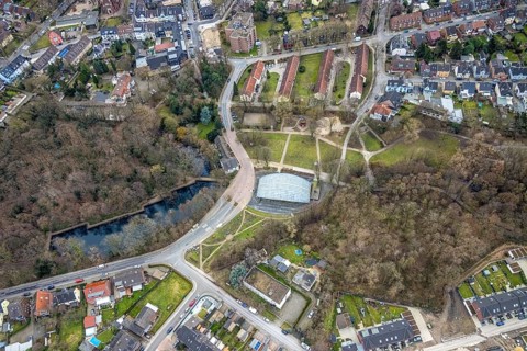 Aerial view, LVR-Industriemuseum St. Antony-Hütte, Antony-Teich, Antony-Park, Klosterhardt,