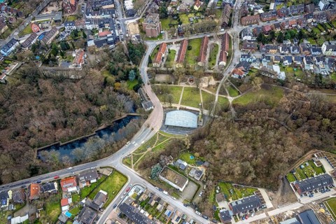 Aerial view, LVR-Industriemuseum St. Antony-Hütte, Antony-Teich, Antony-Park, Klosterhardt,