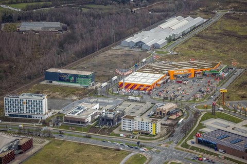 Aerial view, Bloomways GmbH, HBI Blumen-Großhändler am CentrO Oberhausen, Borbeck, Oberhausen, Ruhr