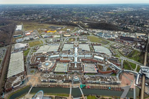 Aerial view, CentrO Oberhausen shopping centre, Borbeck, Oberhausen, Ruhr area, North
