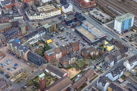 Aerial view, city centre view, market place Osterfeld, Osterfeld, Oberhausen, Ruhr area, North