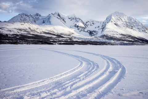 Norway tromsö snow mountains lake frozen