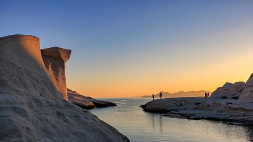 Sarakiniko beach at sunrise, Milos, Cyclades Islands, Greece