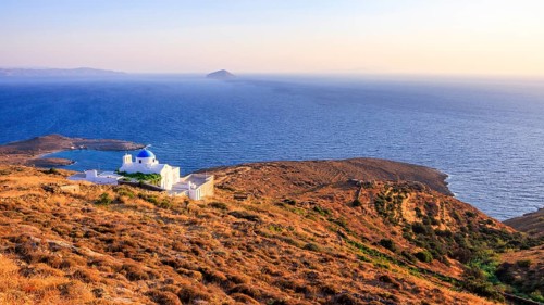 Sunrise at Panagia Skopiani, an Orthodox Chapel dedicated to Mary, Serifos, Cyclades Islands,