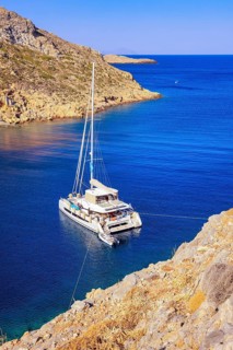 Chartered catamaran, Sifnos, Greece
