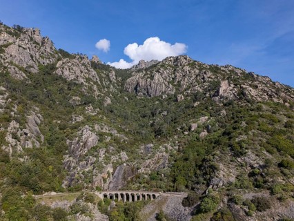 Viaduct, railway bridge, Vivario, Corsica, France